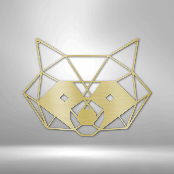 Geometric Raccoon Steel Sign Laser Cut Powder Coated Home & Office Metal Wall De
